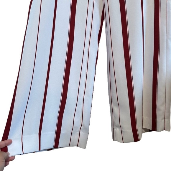 Banana Republic Blake Women's Red White Striped Wide Leg Pants Size 14 - Picture 5 of 9